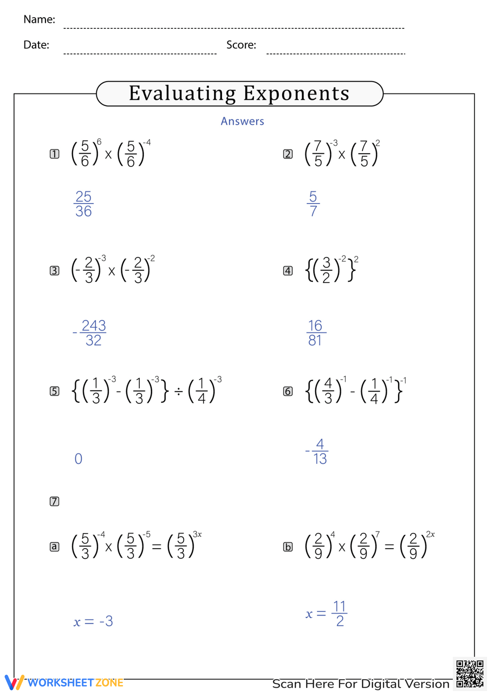 Printable Grade 8 Exponent Rules Review Worksheets Printable Grade 8 Exponent Rules Review Worksheets