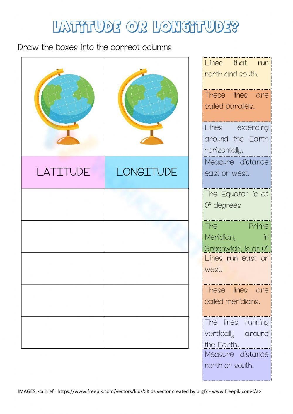 Printable Latitude And Longitude Worksheets