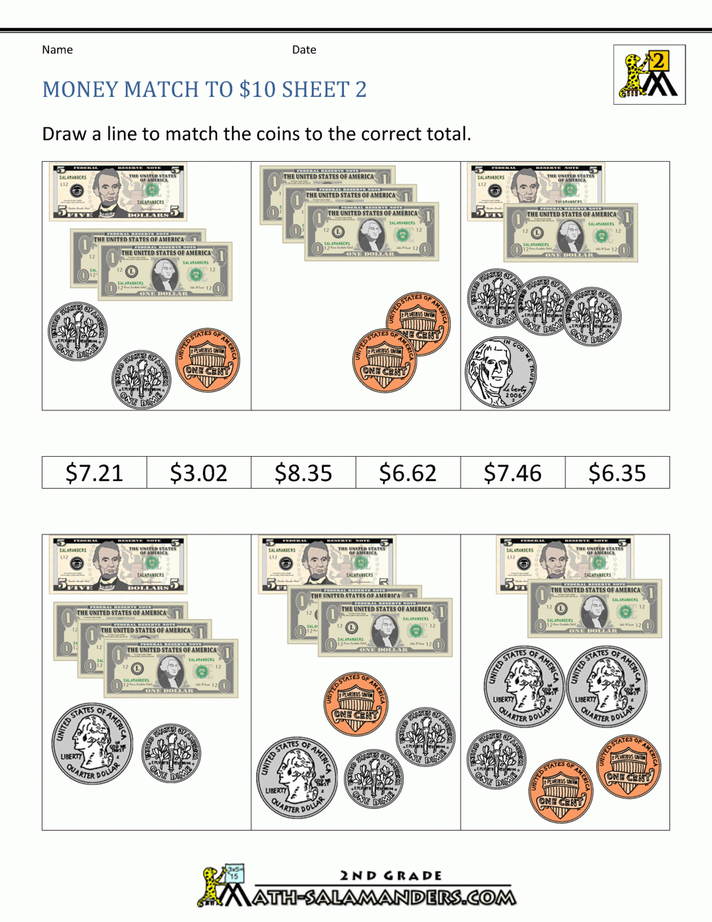 Printable Money Worksheets To 10 Printable Money Worksheets To 10