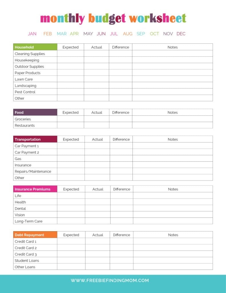 Printable Monthly Budget Planner Template