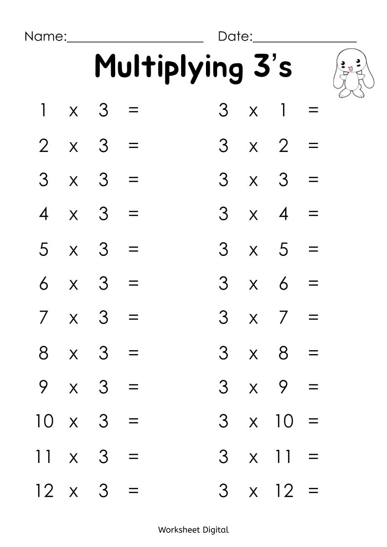 printable multiplication facts worksheets