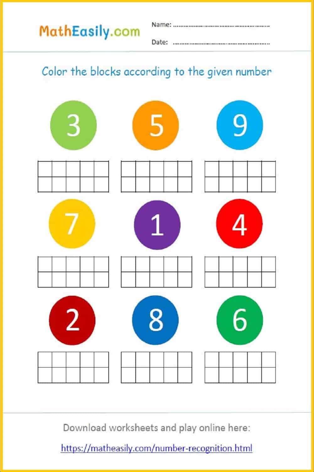 Printable Number Sense Worksheets PDF Free Download