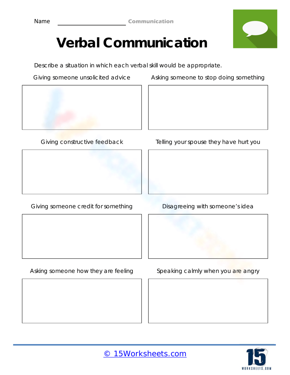 Printable Teaching Communication Skills Worksheets