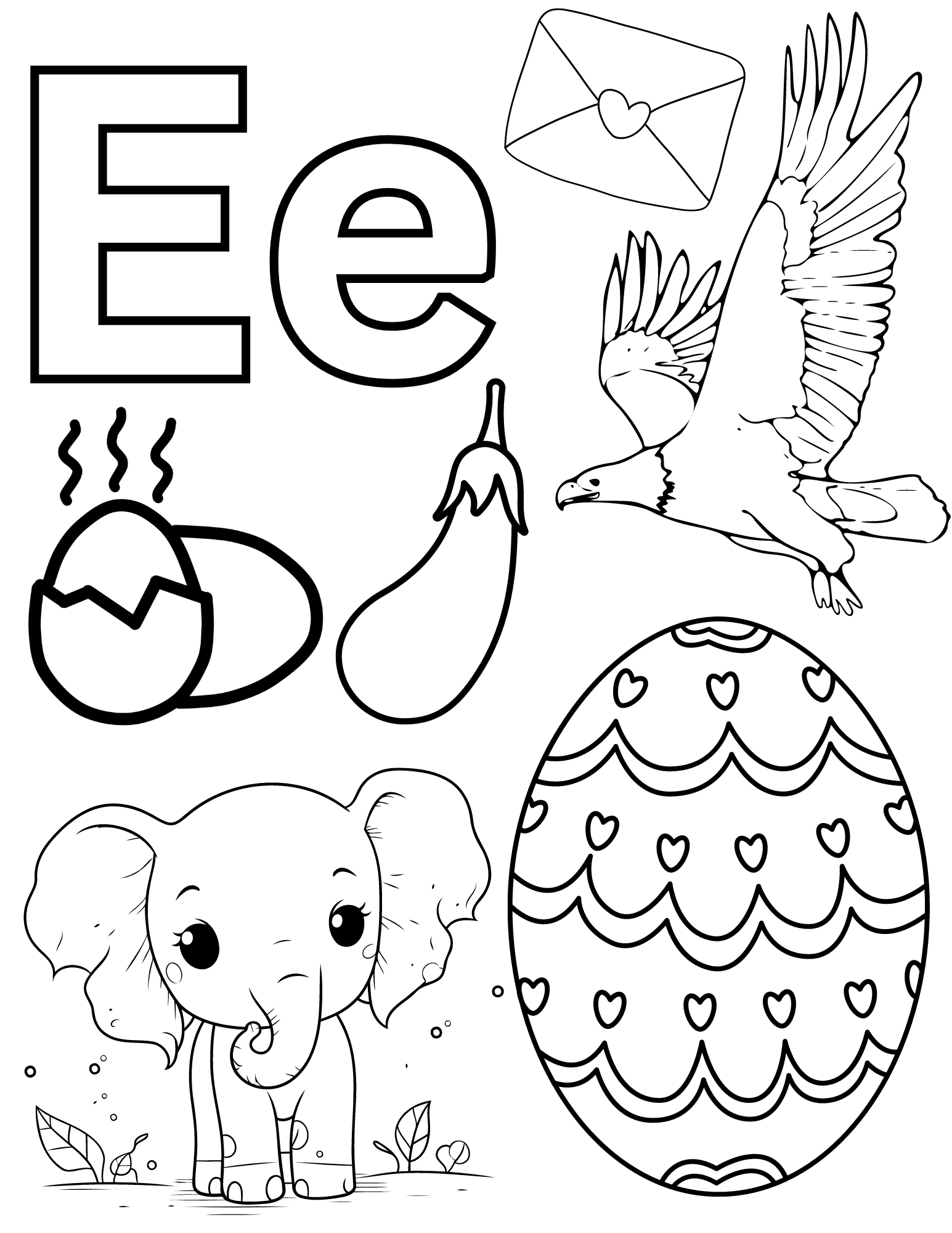 Printables Coloring Pages Letter E For Kids By Atolejessajoy85 Raket PH