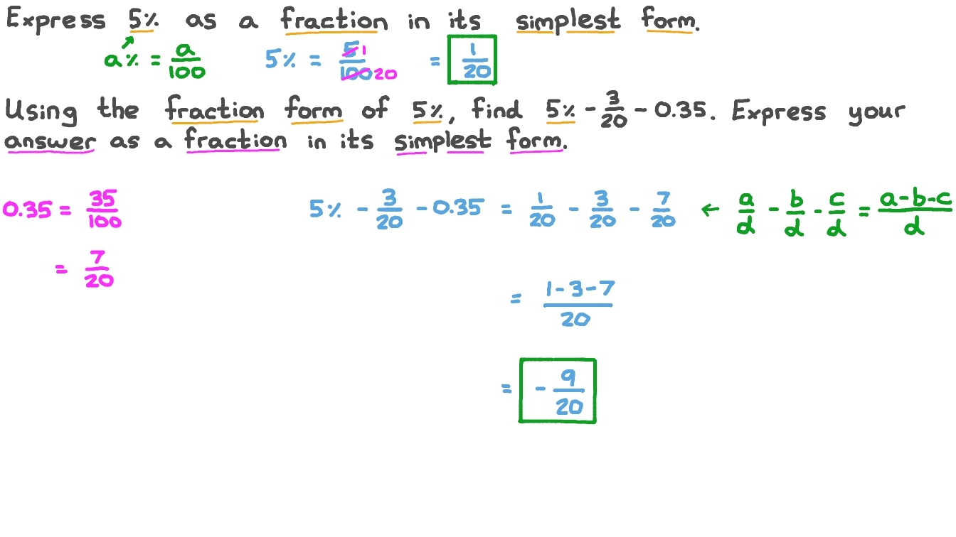 Question Video Finding The Difference Between Rational Numbers Given In Different Forms Nagwa