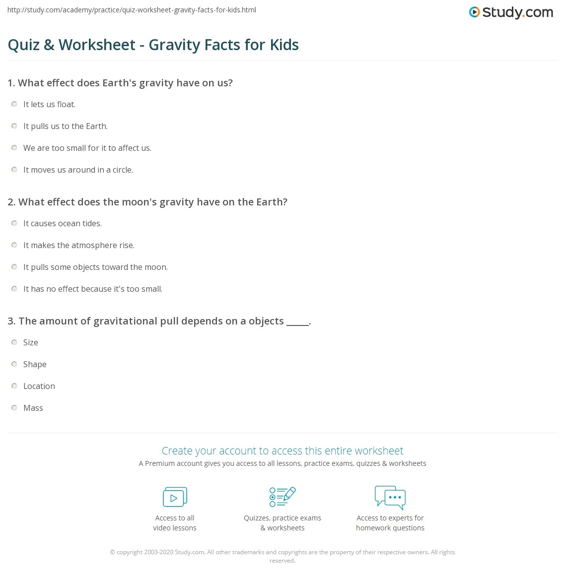 Gravity Questions
