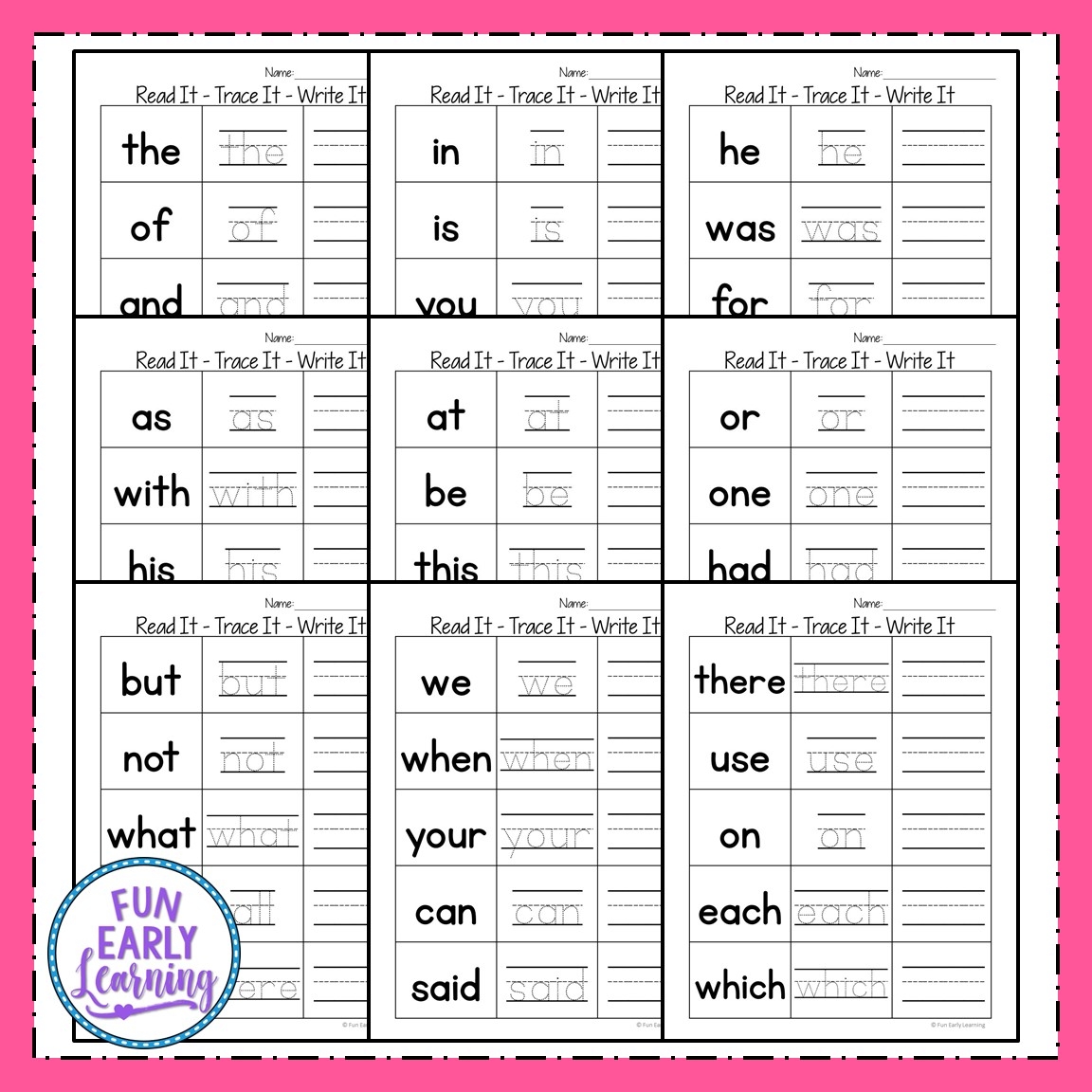 free printable sight word worksheets