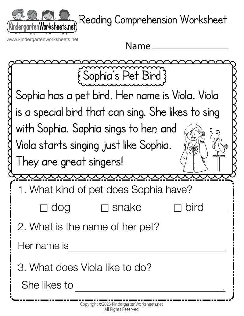 printable kindergarten worksheets reading