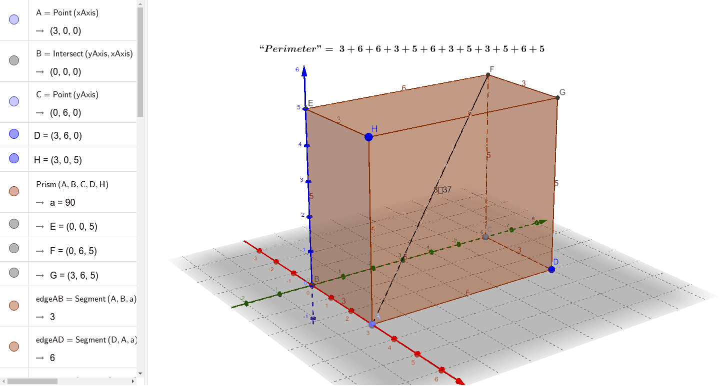 Rectangular Prism Perimeter GeoGebra