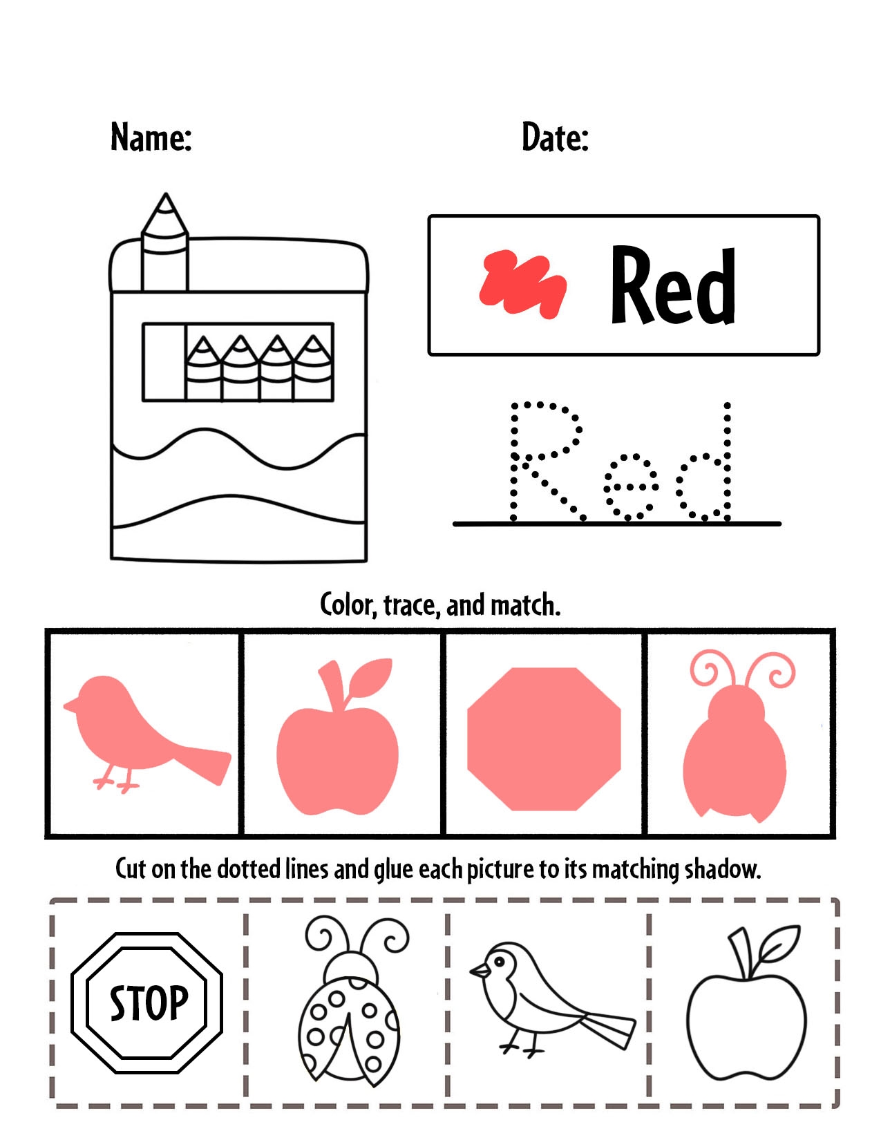 Red Color Worksheets Preschool