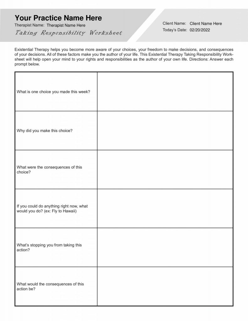 free printable responsibility worksheets pdf