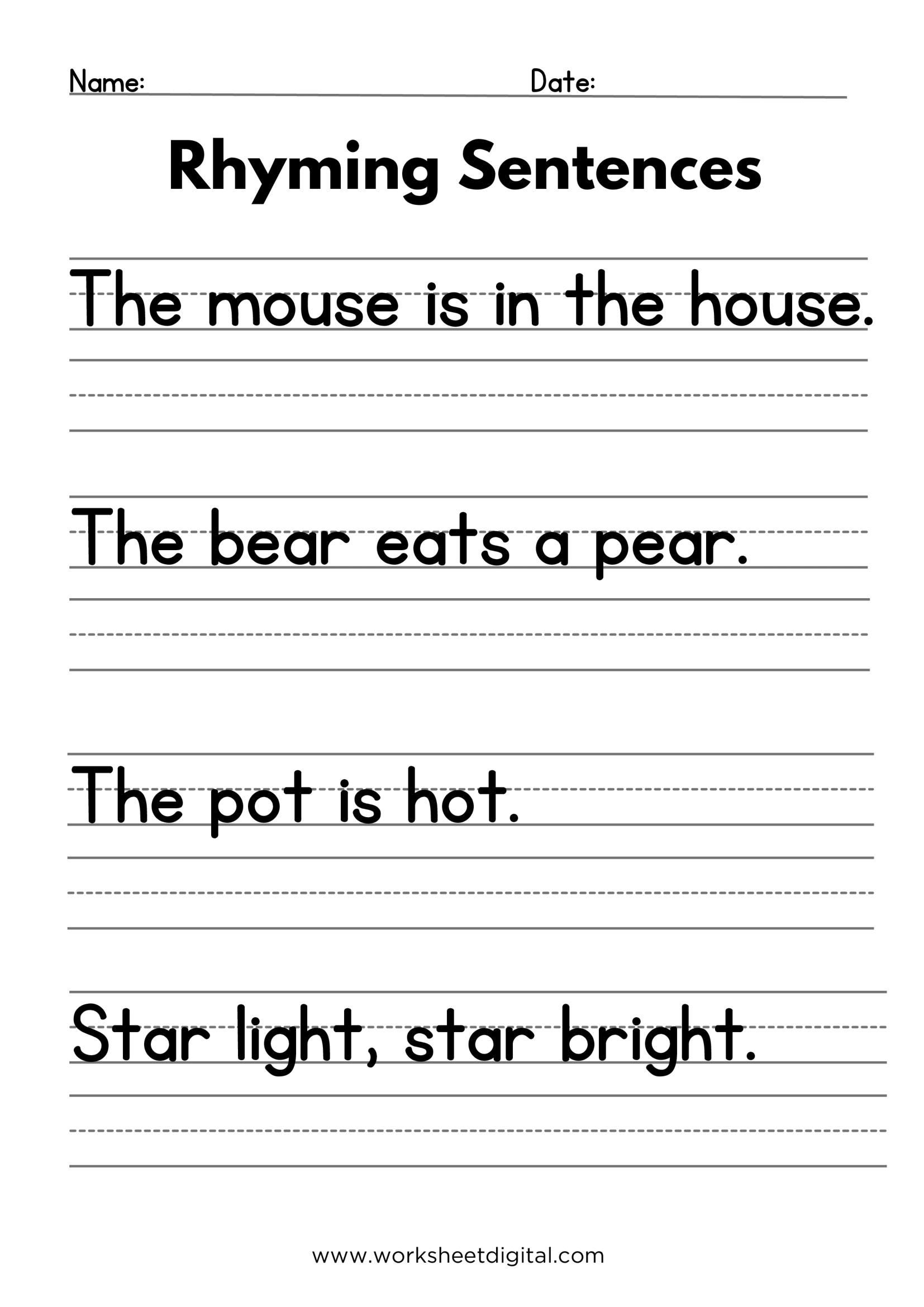 Rhyming Sentences Writing Worksheet Grades 1 3 PDF Download Etsy Rhyming Sentences Writing Worksheet Grades 1 3 PDF Download Etsy