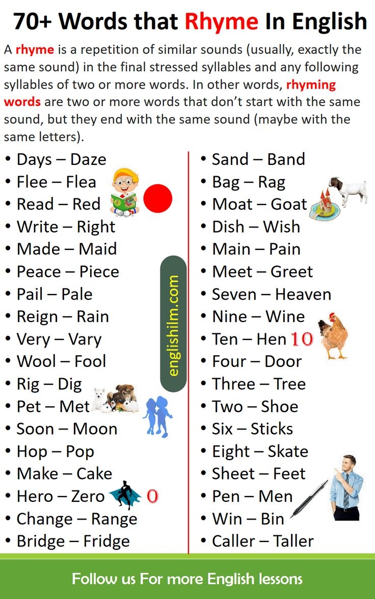 Rhyming Words List Of 70 Words With Different Meanings Rhyming Words List Of 70 Words With Different Meanings