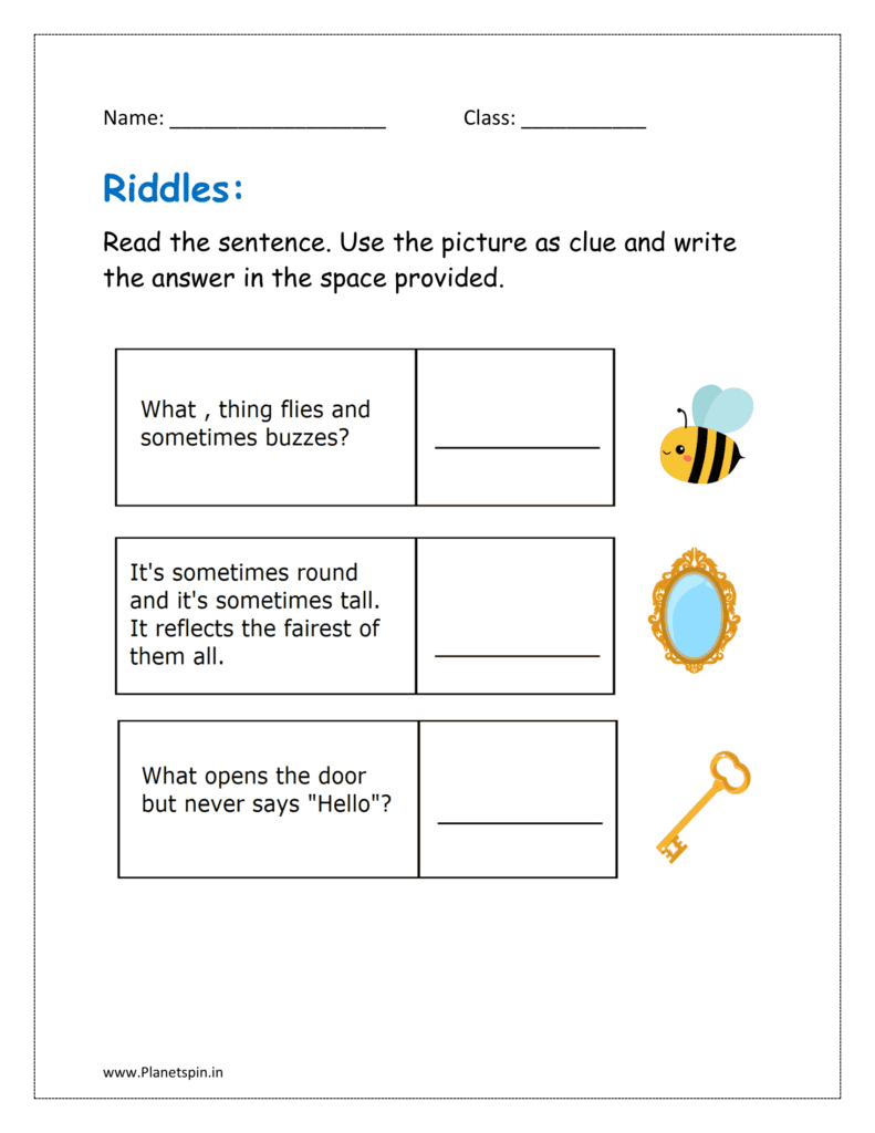 Riddles Worksheet PDF For Kindergarten Planetspin in
