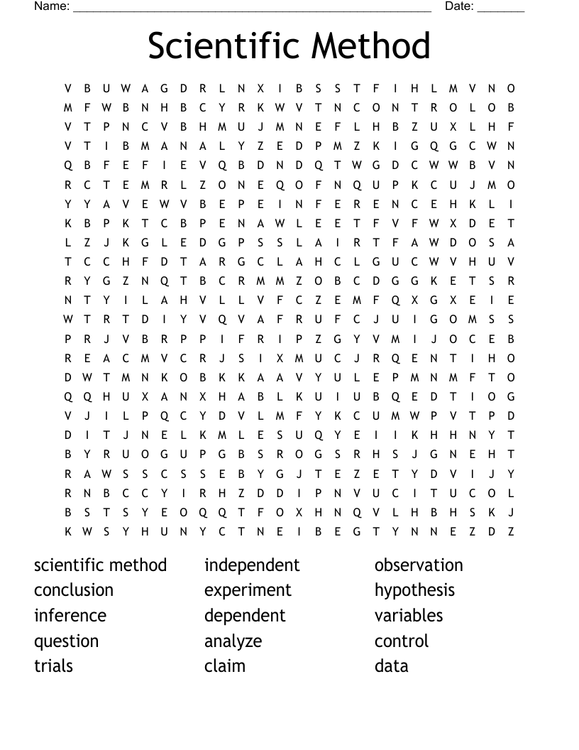 Scientific Method Word Search WordMint Scientific Method Word Search WordMint
