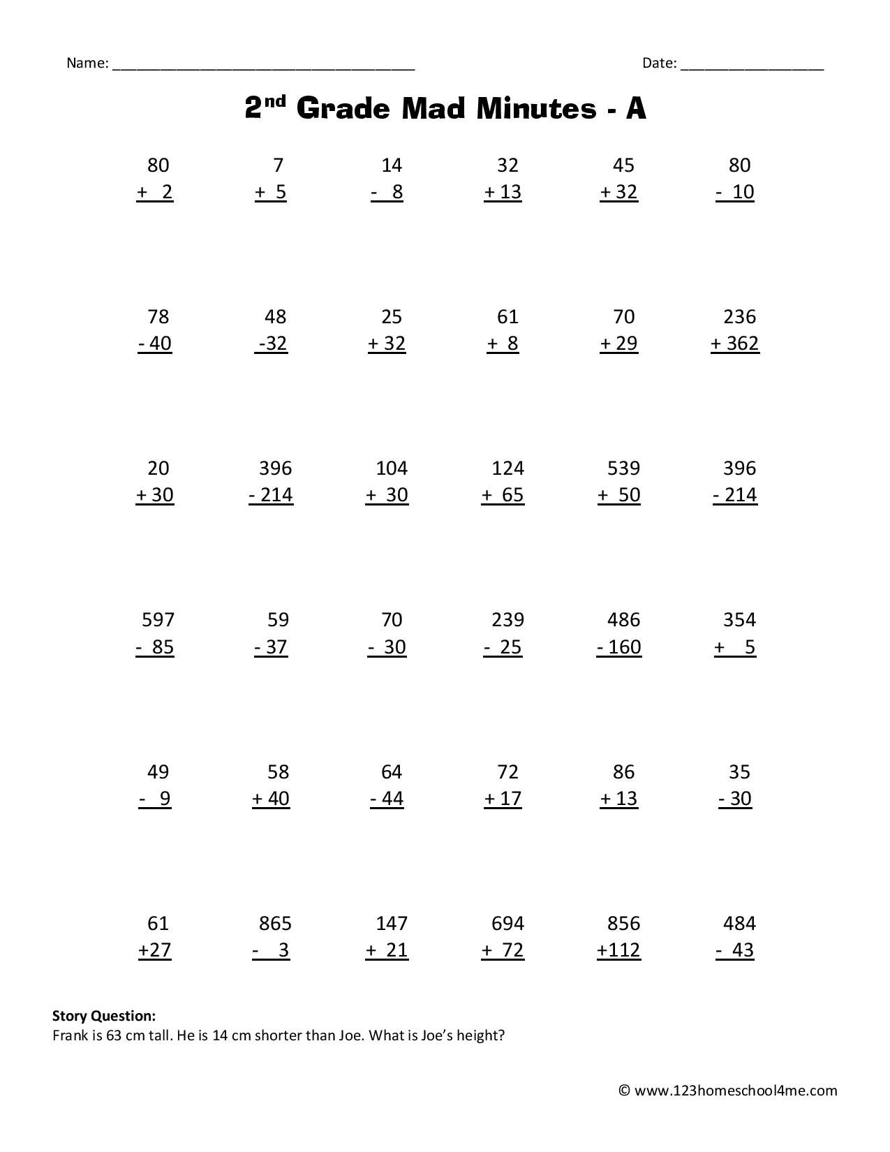 free printable second grade math worksheets free printable second grade math worksheets