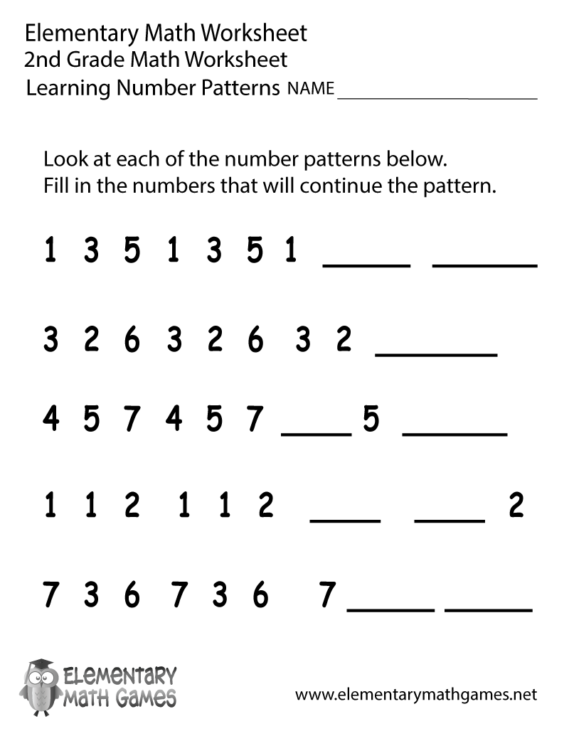 Second Grade Number Patterns Worksheet Second Grade Number Patterns Worksheet