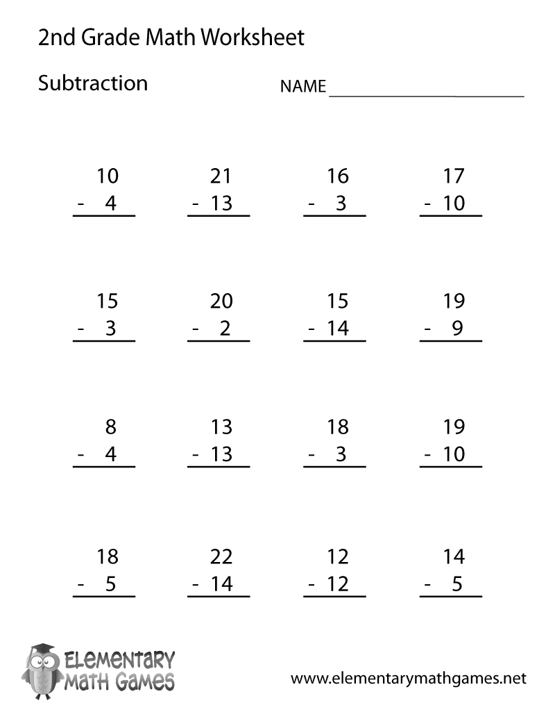 Second Grade Subtraction Worksheet Second Grade Subtraction Worksheet