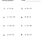 Seventh Grade Solving Equations Worksheet