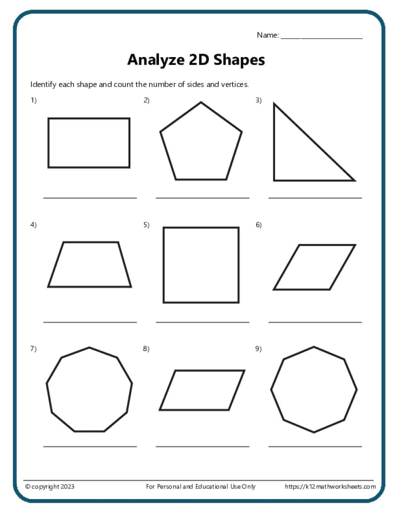 Free Printable Geometry Worksheets