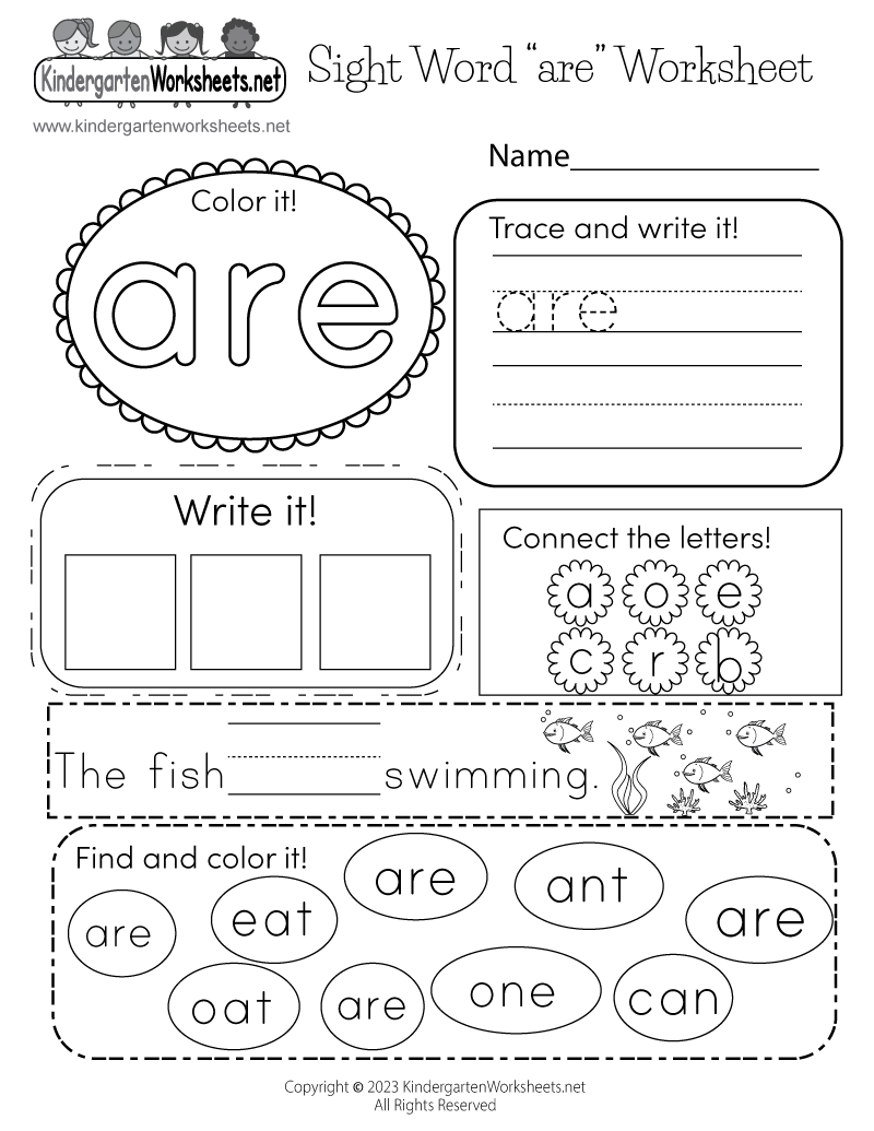 Free Printable Kindergarten Sight Words Worksheets
