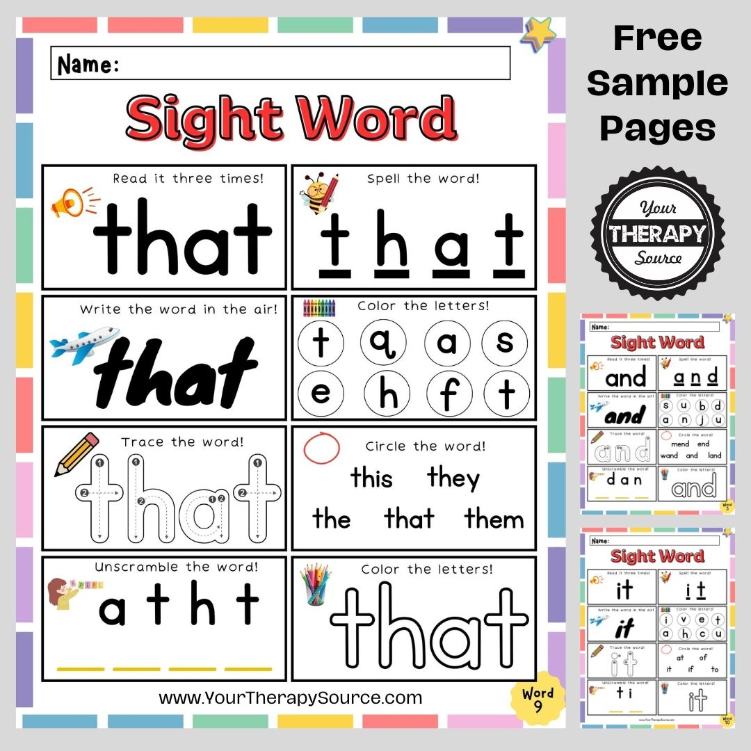 free printable sight words worksheets for kindergarten