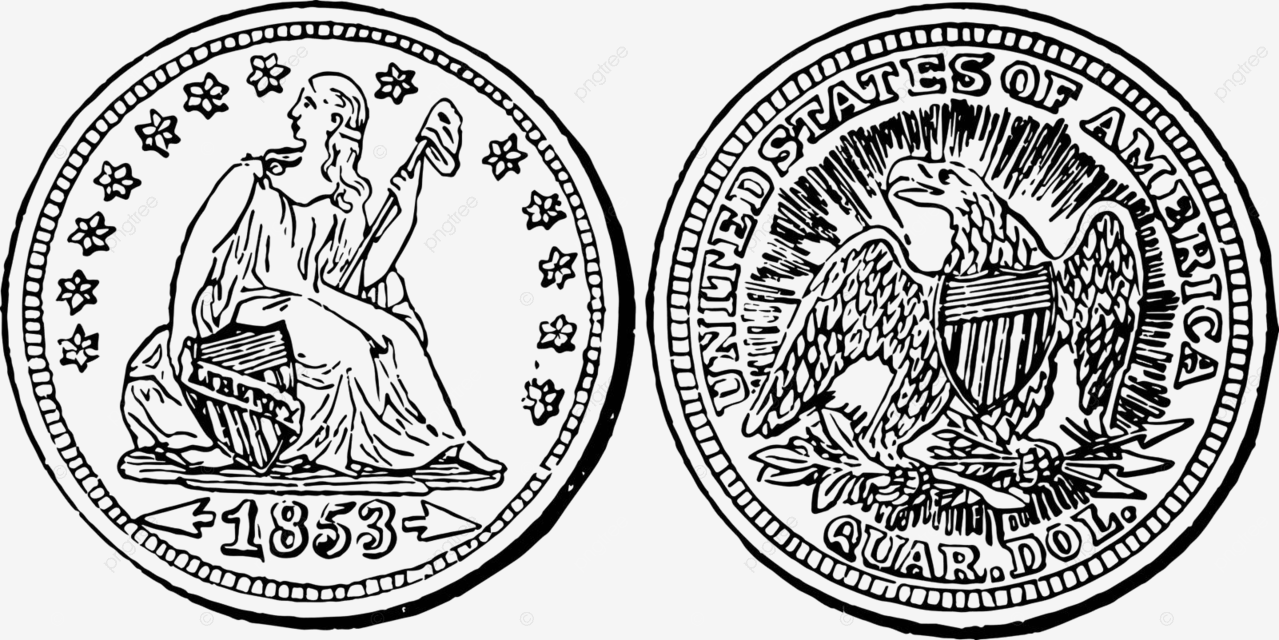 Silver Quarter Coin1853 Vintage Illustration Illustration Coin Drawing Vector Illustration Coin Drawing Illustration Background And Wallpaper For Free Download Pngtree