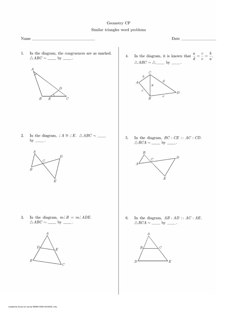 Similar Triangles Word Problems PDF Worksheets Library Similar Triangles Word Problems PDF Worksheets Library