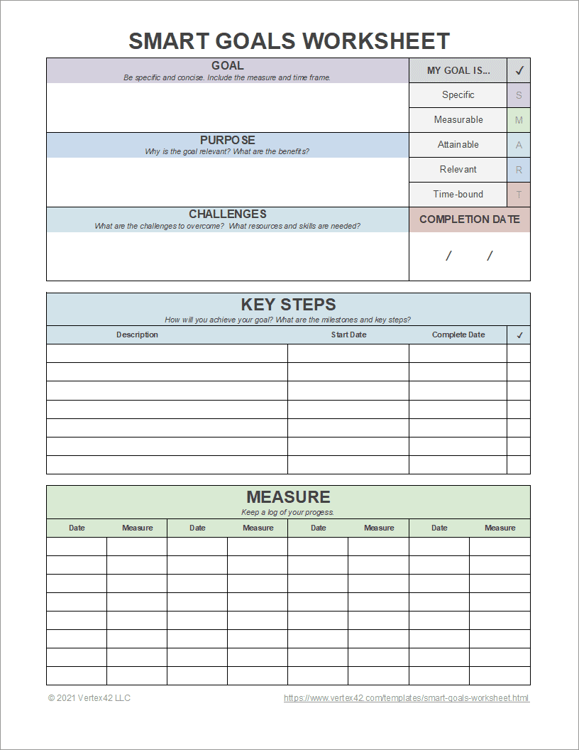 free goal setting worksheet printable