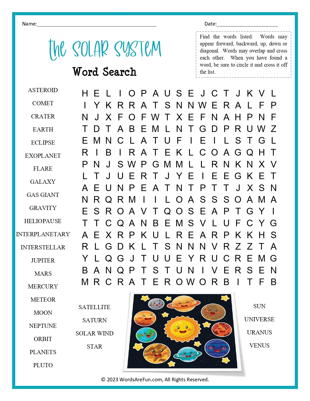 Solar System Word Search Printable Worksheets Library Solar System Word Search Printable Worksheets Library
