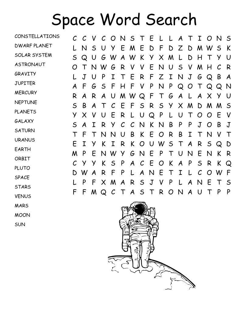 Space Word Search WordMint Space Word Search WordMint