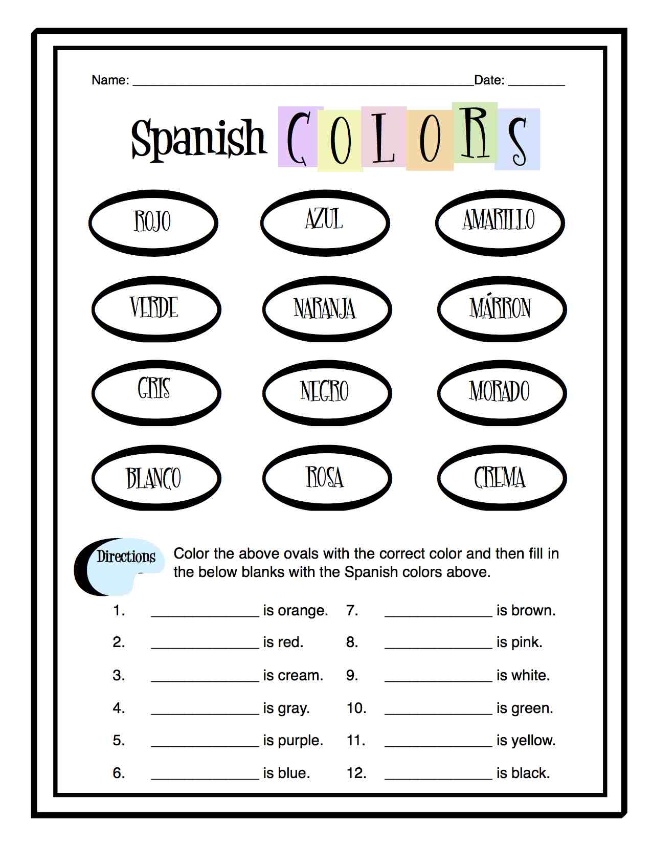 free printable worksheets in spanish