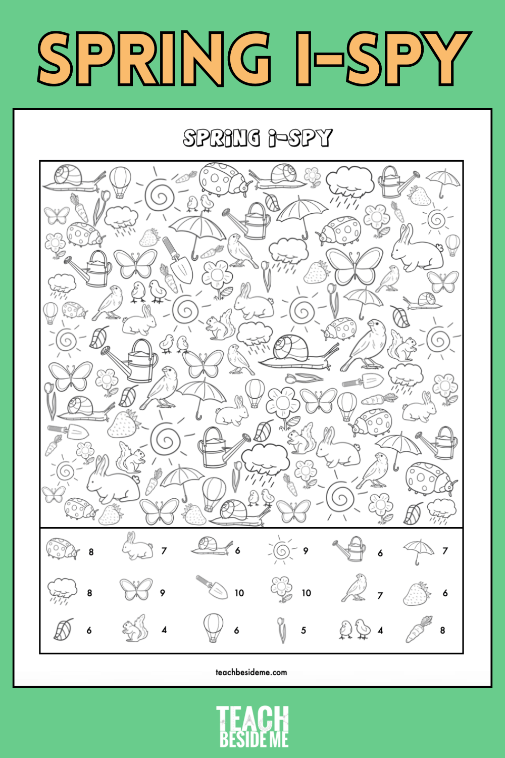 Spring I Spy Coloring Printable Teach Beside Me Spring I Spy Coloring Printable Teach Beside Me