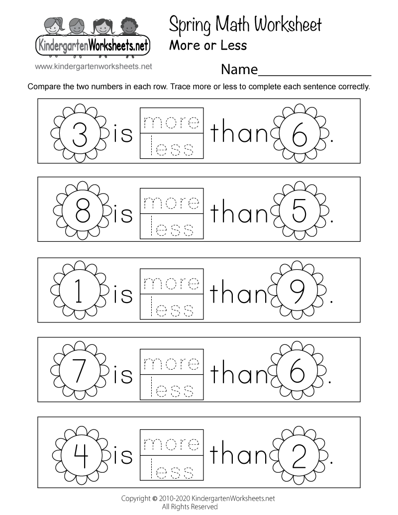Free Printable Math Worksheets For Kindergarten