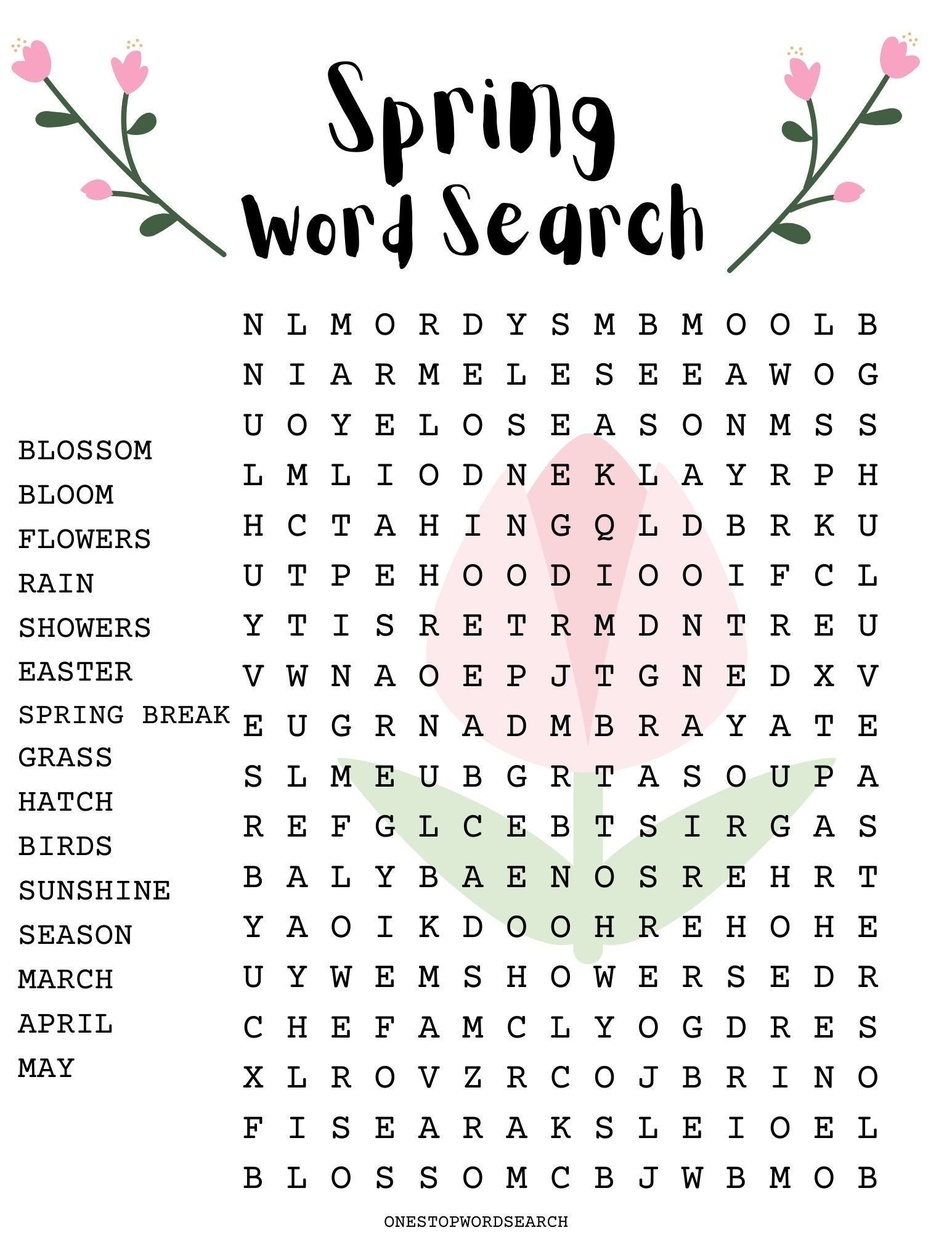 spring break word search spring break word search
