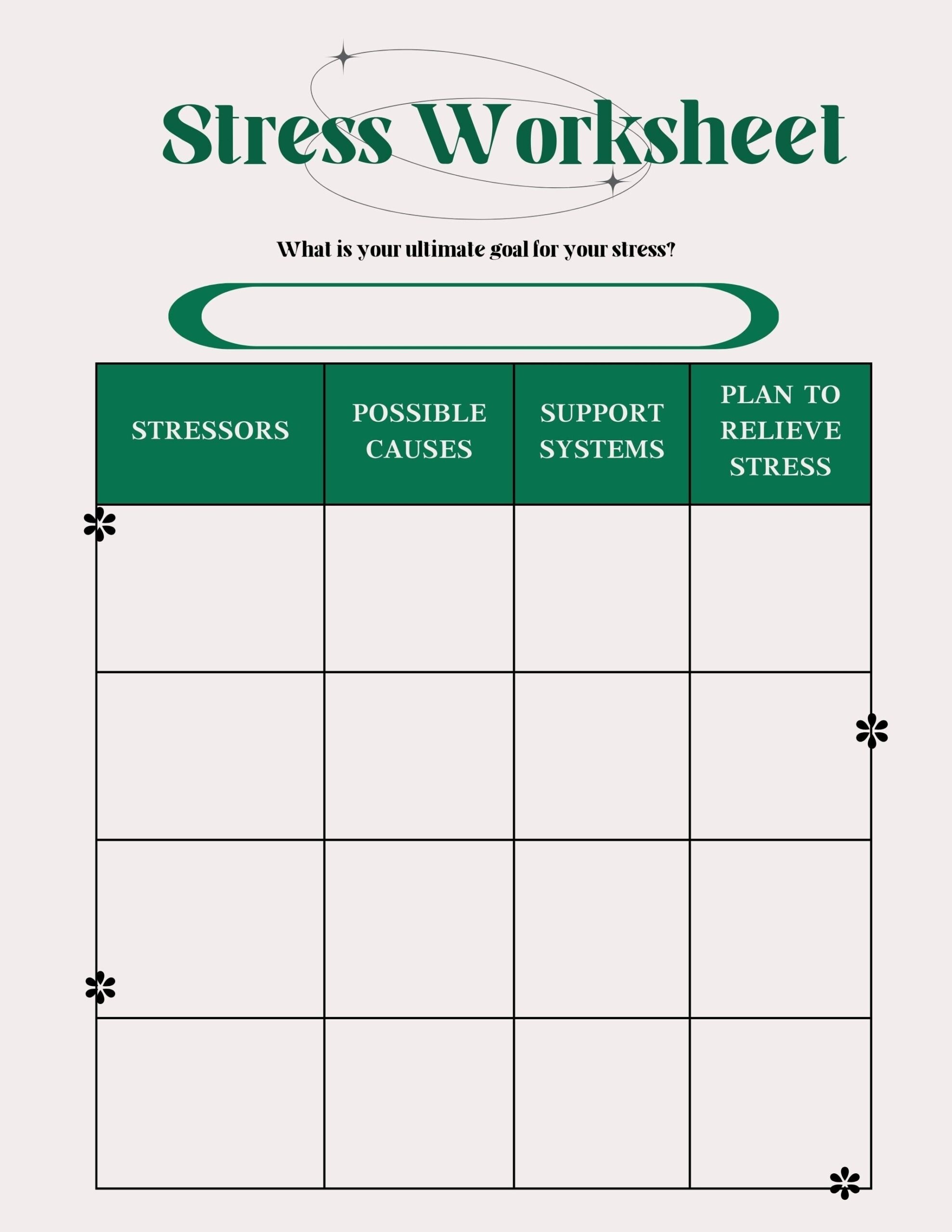 Stress Management Worksheet Worksheets Library