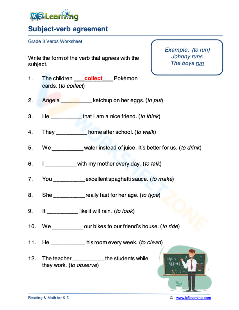 subject and verb agreement worksheet subject and verb agreement worksheet