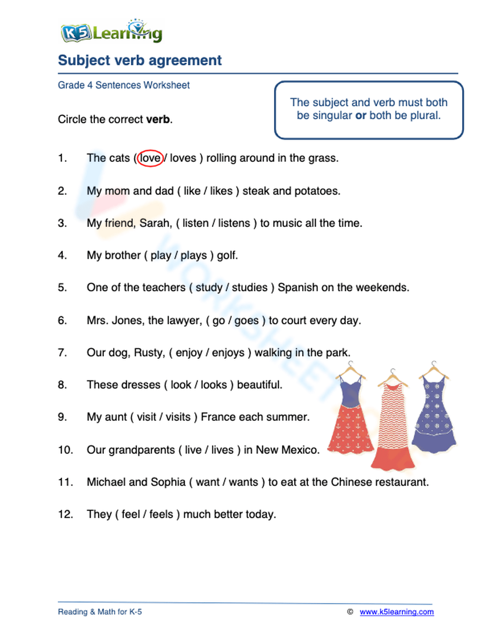 Subject verb Agreement 5 Worksheet Subject verb Agreement 5 Worksheet