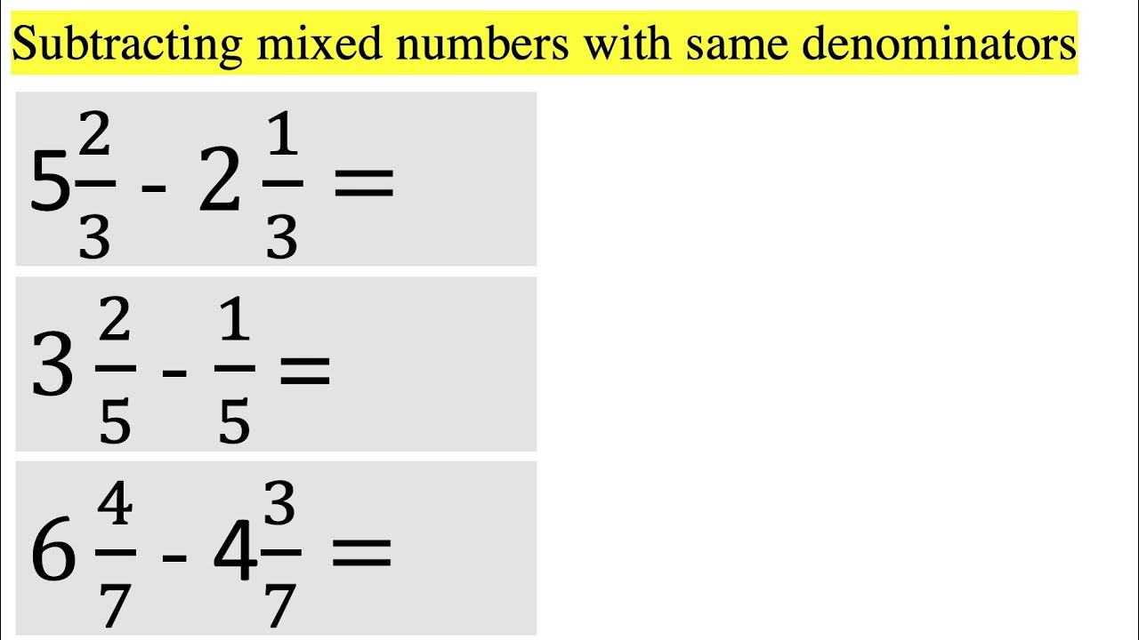 subtracting fractions from whole numbers subtracting fractions from whole numbers