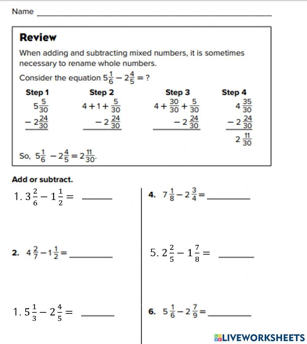 Subtracting Mixed Numbers With Regrouping Level 2 Worksheet Worksheets Library Subtracting Mixed Numbers With Regrouping Level 2 Worksheet Worksheets Library