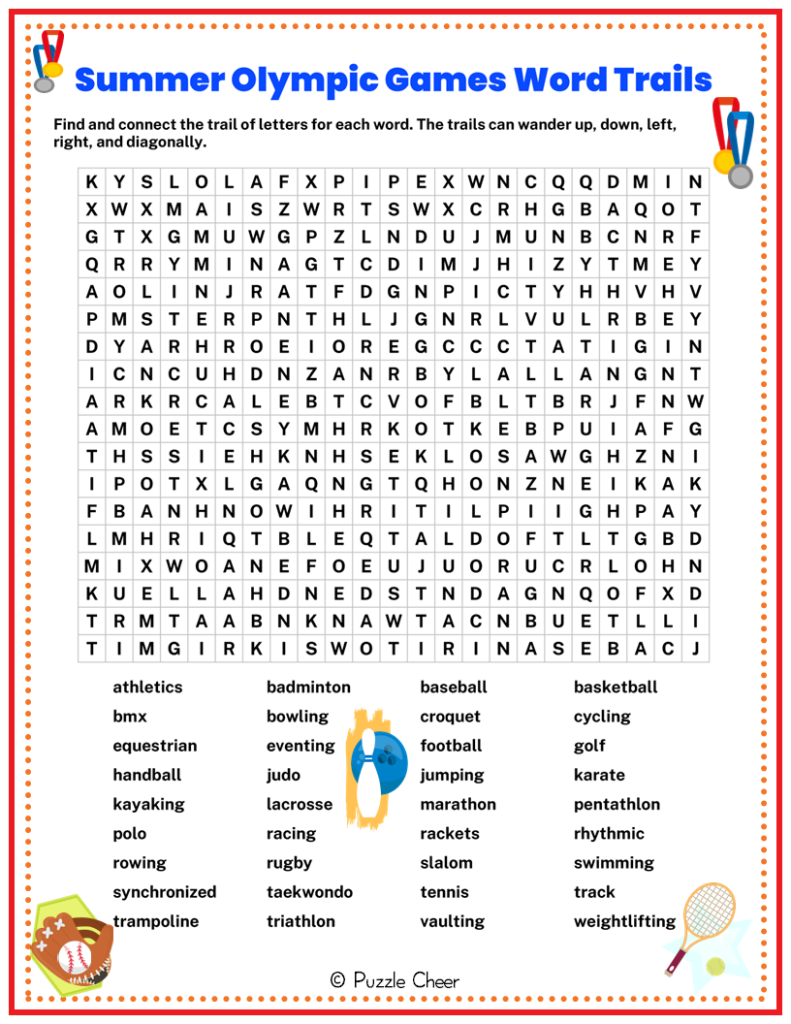 Summer Olympic Games Word Trails Puzzle Puzzle Cheer