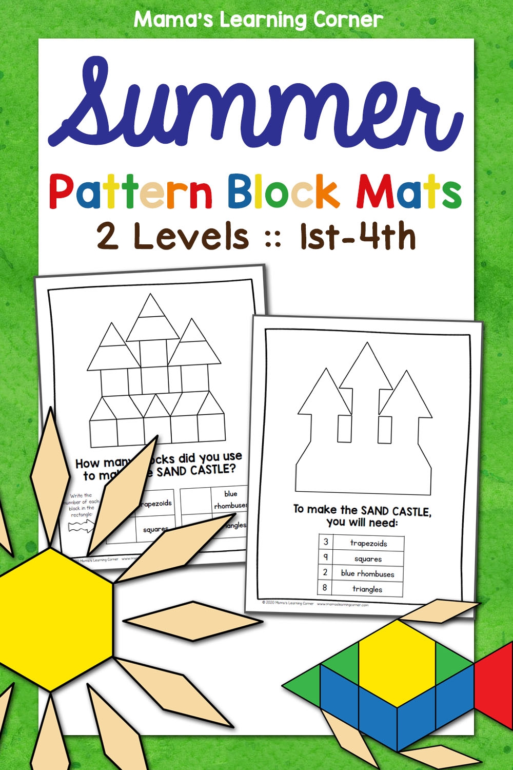 Summer Pattern Block Mats Mamas Learning Corner Summer Pattern Block Mats Mamas Learning Corner