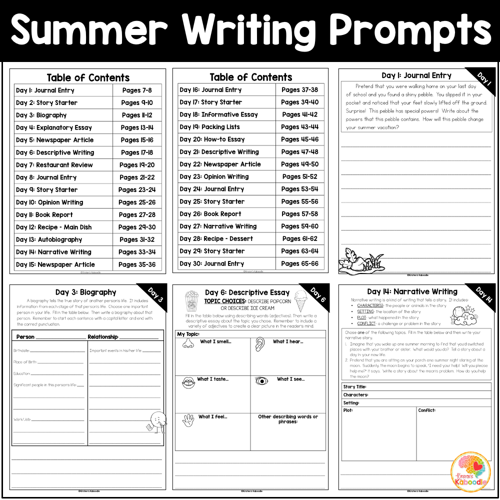 Summer Writing Prompts For 1st 2nd Grade Writing Challenge Summer Writing Prompts For 1st 2nd Grade Writing Challenge