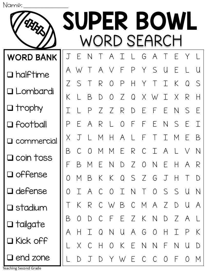 Second Grade Word Search