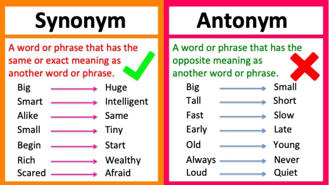 Difference Between Synonyms And Antonyms
