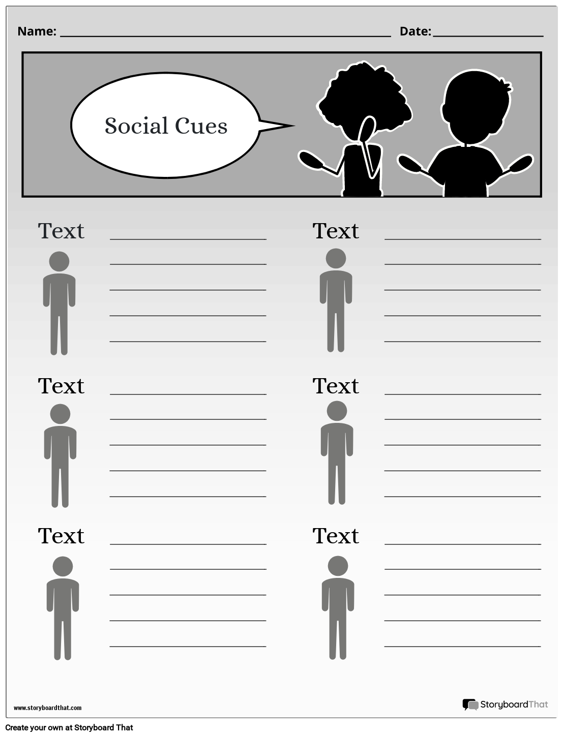Teach Social Cues Free Worksheets From Storyboard That