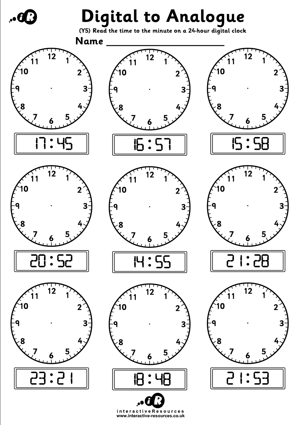 Teaching Time Free Telling Time Worksheets