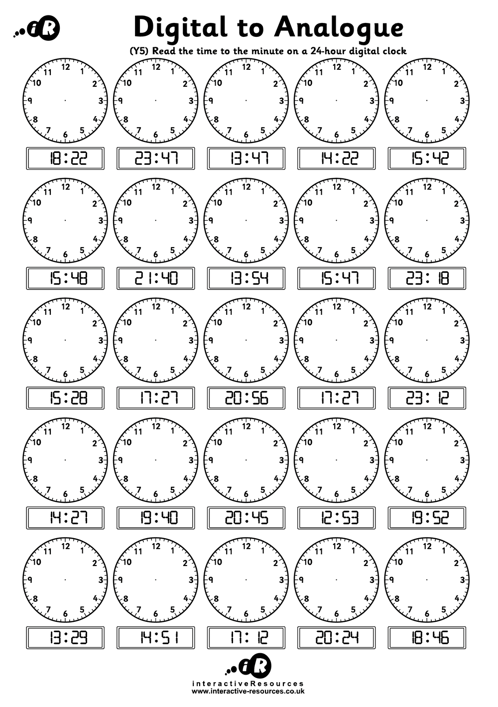 Telling The Time Printable Worksheets