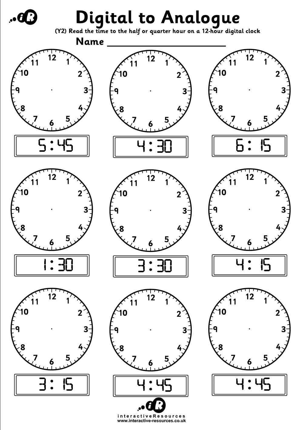 telling the time printable worksheets