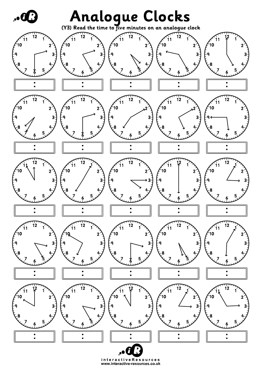 Teaching Time Free Telling Time Worksheets